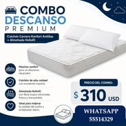 COMBO DESCANSO PREMIUM, COLCHÓN CAMERO KONFORT ANTILLAS + 2 ALMOHADAS HOLLOFIL, ENTREGA DE FACTURA, VARIEDAD DE OFERTAS - Img 55942309