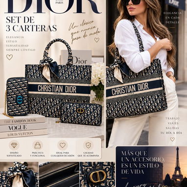 🎁 SET DE 3 CARTERAS.👑 DIOR - 3/4