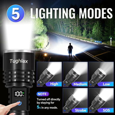 🔦 LINTERNA TUGHLAX TL004 RECARGABLE LCD 5 MODOS ZOOM LED – ENVÍO DISPONIBLE + GARANTÍA - 3/8