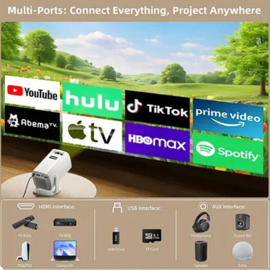 Mini proyector, proyector portátil compatible con 4K, proyector para exteriores Full HD 1080P - Img 127714983