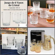 Juego de 6 vasos de cristal y Jarra de cristal con vasos (G2) - Img 51060468
