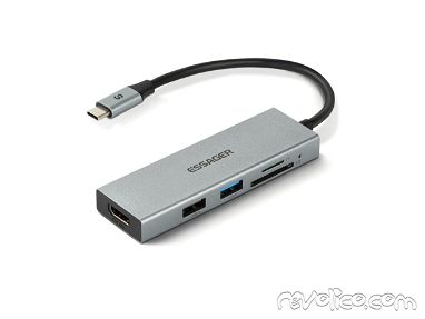 🛍️ Extensión Hub USB Essager Original ✅ Adaptador HDMI 4K HUB 5 Entradas Regleta USB Tipo C Adaptador OTG - Img main-image-44730671