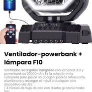 Ventilador-powerbank + lámpara F10. Ventilador recargable, integrado con lámpara LED y powerbank de 20000mAh - Img 55366776