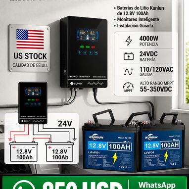 Kit de Inversor Sumry de 4KW con 2 baterías 12.8V 100AH - 2/2