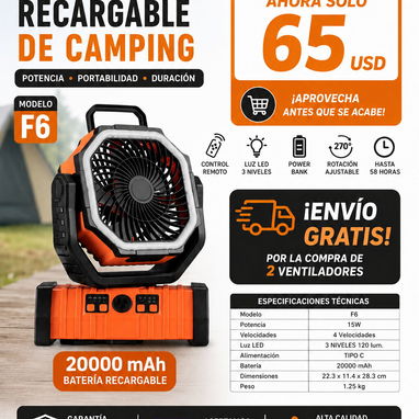 Ventilador Recargable F6 - Img 124293848