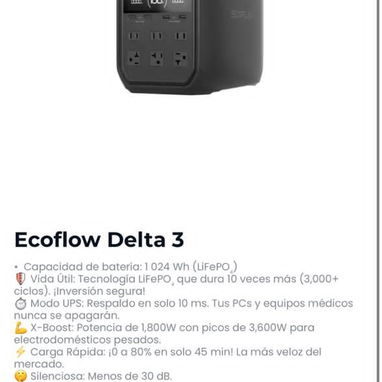 Ecoflow delta 2,3,3 plus, baterias extra 2 y 3. Inversor 110w.Paneles solres bifacial 540w.Cables carga ecoflow y mas - 3/10