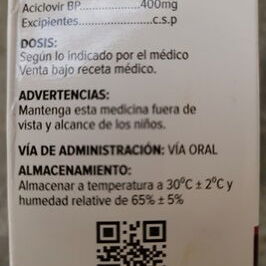 ⚕️- Aciclovir 400mg, 1 Tira de 10 Tableta -⚕️ - Img 87408301