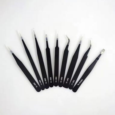 Kit de 9 pinzas antiestáticas de acero inoxidable. - Img 123058510