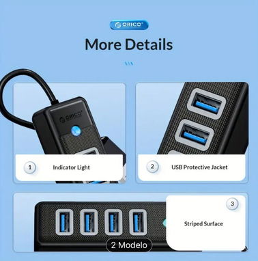 Regleta , HUB o Divisor ORICO de 4 Puertos, HUB USB 3.0, 5Gbps, Alta Velocidad - Img 93194014