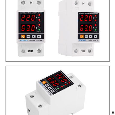 Braker y protector de alto y bajo voltage con relé y ajustable 63A 120V y 240v - 4/10