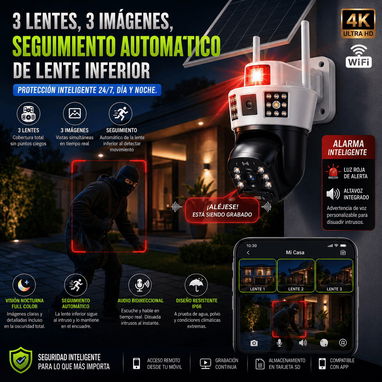 Cámara de 3 lentes Visión nocturna Alarmas - Img 123268194