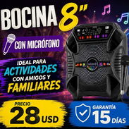 ✨ BOCINA Y MICRÓFONO ✨  Bocina 8" con micrófono  ✅ 5 horas de duración maximo de volumen  🛡️ Garantía: 15 dias 🚚 ENVÍO - Img 57792198