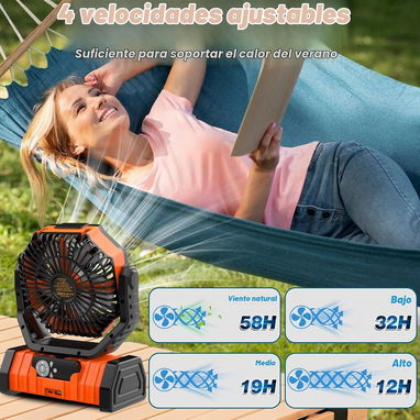 Ventilador Recargable 20000mAh con Luz LED y Control Remoto F6 - 2/5
