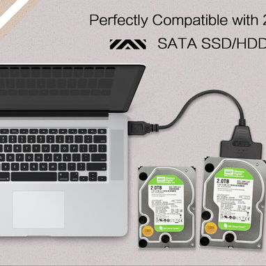 Cable adaptador SATA a USB para SSD y disco duro de 2.5 pulgadas, USB 3.0 a SATA III, compatible con cable HDD a SSD - 10/10