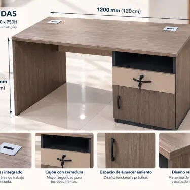 🖥️ Escritorio de oficina con almacenamiento / mesa de oficina - 2/2