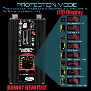 Inversor de 12V DC a 110V/ 120V AC 60Hz, Pantalla LED de Voltaje (6000 Watts) Nuevo a estrenar!! - Img 124163014