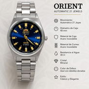 Reloj ORIENT automático de 21 joyas  Esfera azúl con acabado brillante. Precio: 130 USD mensajería incluida . - Img 56871713