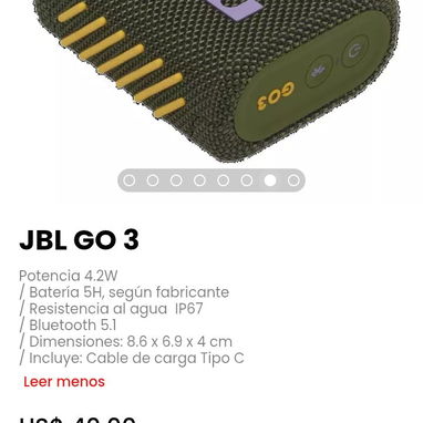 JBL GO 3. Potencia 4.2W. Bluetooth 5.1 - Img 110130532