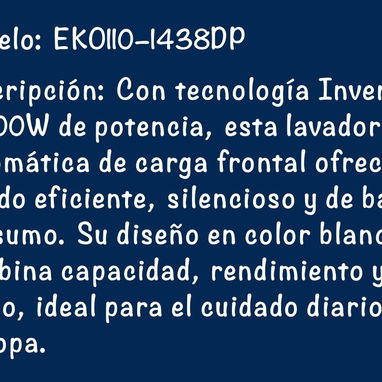 Lavadora automática de 11 KG Marca EKO de Carga Frontal 🔷 $485 - 3/3