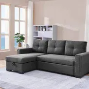 Sofá cama de tres plazas mueble en forma de ele L color gris mensajería gratis en la habana comunícate con Pedro - Img 52939057
