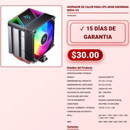Disipador CPU Snowman MX94-V4 ARGB Intel LGA 115X 1200 1700 Ventilador CPU ARGB Snowman MX94-V4 2300 RPM 12V DC VPT-0213 - Img 58003280