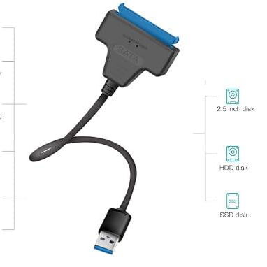 Cable adaptador SATA a USB para SSD y disco duro de 2.5 pulgadas, USB 3.0 a SATA III, compatible con cable HDD a SSD - 2/10