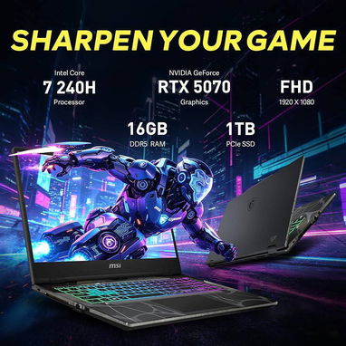 LAPTOP GAMING MSI CYBORG 15/CORE 7/RTX 5070 8GB/16 Gb RAM/1Tb SSD  PRECIO 1,470 USD (compare los precios 1580 en Amazon - Img 125446291