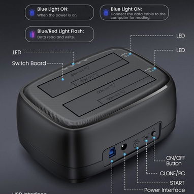 DOCKING EXTERNOS DE 2 BAHÍAS ORICO y SABRENT(65 USD)|HDD 2.5”-3.5”(HASTA 44TB)|USB 3.0 + ALIMENTACIÓN 12V|EN CAJA-NUEVOS - Img 111416208