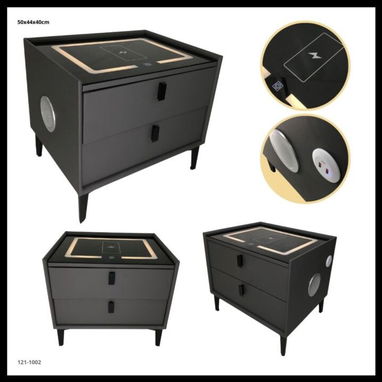 🚧 MESA DE NOCHE CON BLUETOOTH CON 2 GAVETAS 50 x 44 x 40 cm 🚧 - Img 117705962