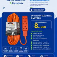 Extensión Eléctrica 8 mts(Regleta) 📏8 metros, Regleta de 3 tomas ⚡110-220 Volt, 10-16 amperes, 50-60 Hz - Img 54436303