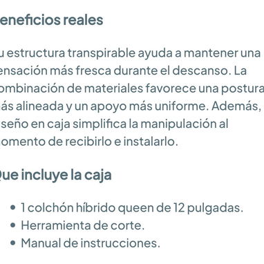 Colchón Queen 12 pulgadas. Colchones híbridos sellado al vacío Diseño en caja. Resortes individuales de firmeza media 🌐 - 5/5