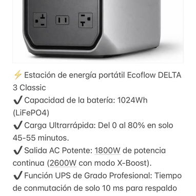 Ofertas de Estaciones de energía EcoFlow delta 2, delta 3 Classic y delta 3 por unidad y cantidad ( a partir de 3) - Img 121754434