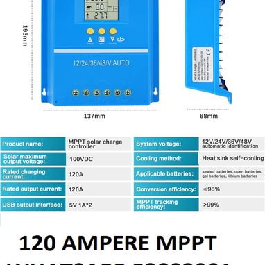 MPPT 120 AMPRE REGULADOR CONTROLADOR SOLAR MULTISISTEMA - Img 115267399