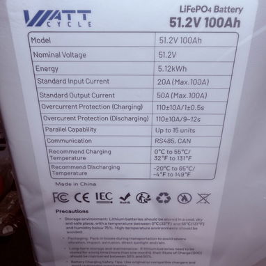 BATERÍA Marca WATTCYCLE DE 5120 Wh COMPATIBLE CON ECOFLOW DELTA 2 , DELTA 2 MAX , DELTA 3 - 3/5