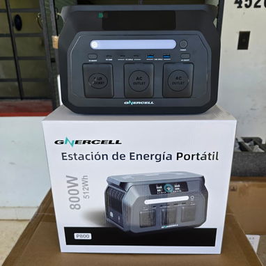 Estación de energía GRECELL  Información del equipo Potencia de salida: 800W Potencia pico: 1600W Voltaje de salida: 120 - 2/4