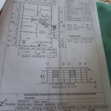 Se vende Terreno con plano para casa  de  tres habitaciones - 4/5