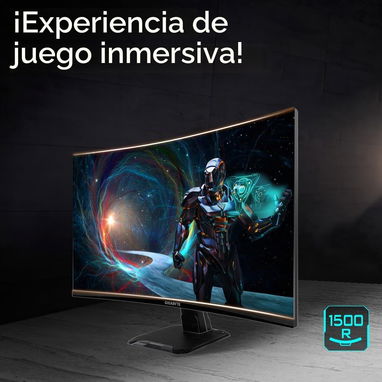 Gigabyte GS27QCA Monitor curvo para juegos QHD de 27" - 2560 x 1440, 180Hz, 1ms, 250CD/m², FreeSync, HDR Ready, HDMI 2.0 - 8/8