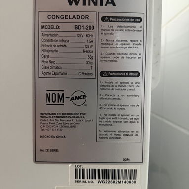Freezer congelador Winia 7.8 pies - 4/5