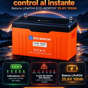 🔥 Batería ECO-WORTHY de litio LiFePO4 – 25.6V 100Ah - Img 58129445