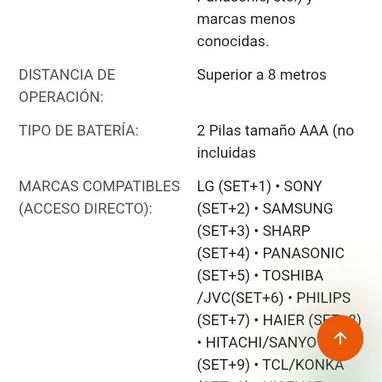 MANDO DE TELEVISOR O CONTROL REMOTO UNIVERSAL PARA TV LED / LCD 4usd - 2/2