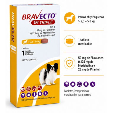 BRAVECTO 1M TRIPLE/ Protecci贸n contra garrapatas y pulgas - Img 126060531