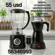 LICUADORA CON MINIPROCESADOR VASO PLÁSTICO ROYAL + CAFETERA ELÉCTRICA NEGRA - Img 54484633