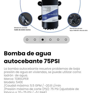 Bomba de agua autocebante 75PSI. La bomba autocebante resuelve problemas de baja presión de agua en viviendas - 3/6