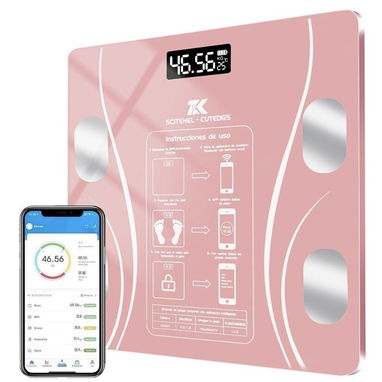 Pesa corporal digital, báscula corporal digital con conexión bluetooth y wifi(rosa o negra)(cable de carga o pila) - Img 96801807