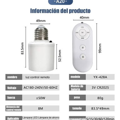 Zócalo para bombillos y lámparas de control remoto - Img 115174522