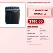 Lavadora Semiautomatica 7kg Milexus Plastico Resistente 180D VPT-0195 - Img 57974960