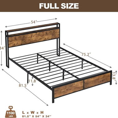 Vendo cama matrimonial con cabecero, Marco de cama completo, Marco de cama completo con luces LED y 2 puertos USB. - Img 121422813