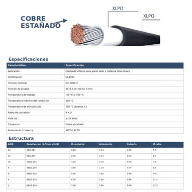 Cable fotovoltaico cobre estañado y conectores mc4 - 3/4