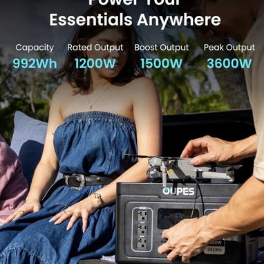 Estacion de energía. OUPES EXODUS 1200 🔋 Capacidad de batería LiFePO4: 992Wh ⚡ Potencia de salida: 1200W. Pico: 3600W - Img 119584831
