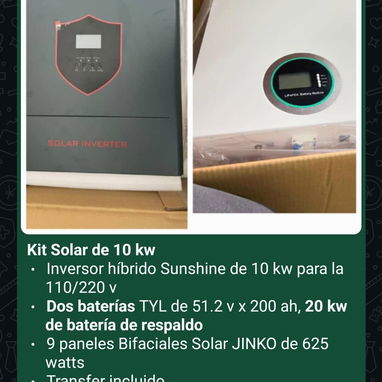 *Kit solar de 10 kw* - Inversor híbrido MUST para la 110/220 v - *Batería Must de 10 kw* ,51.2 v x 200 ah - 10/10